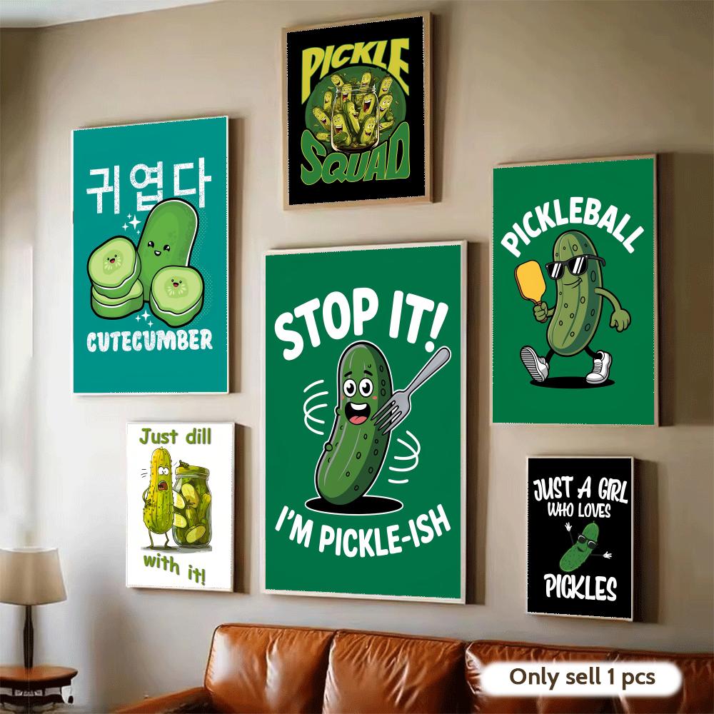Home Decor Living Room Ideas - Cucumber Pickle Art Poster Modern Self-Adhesive