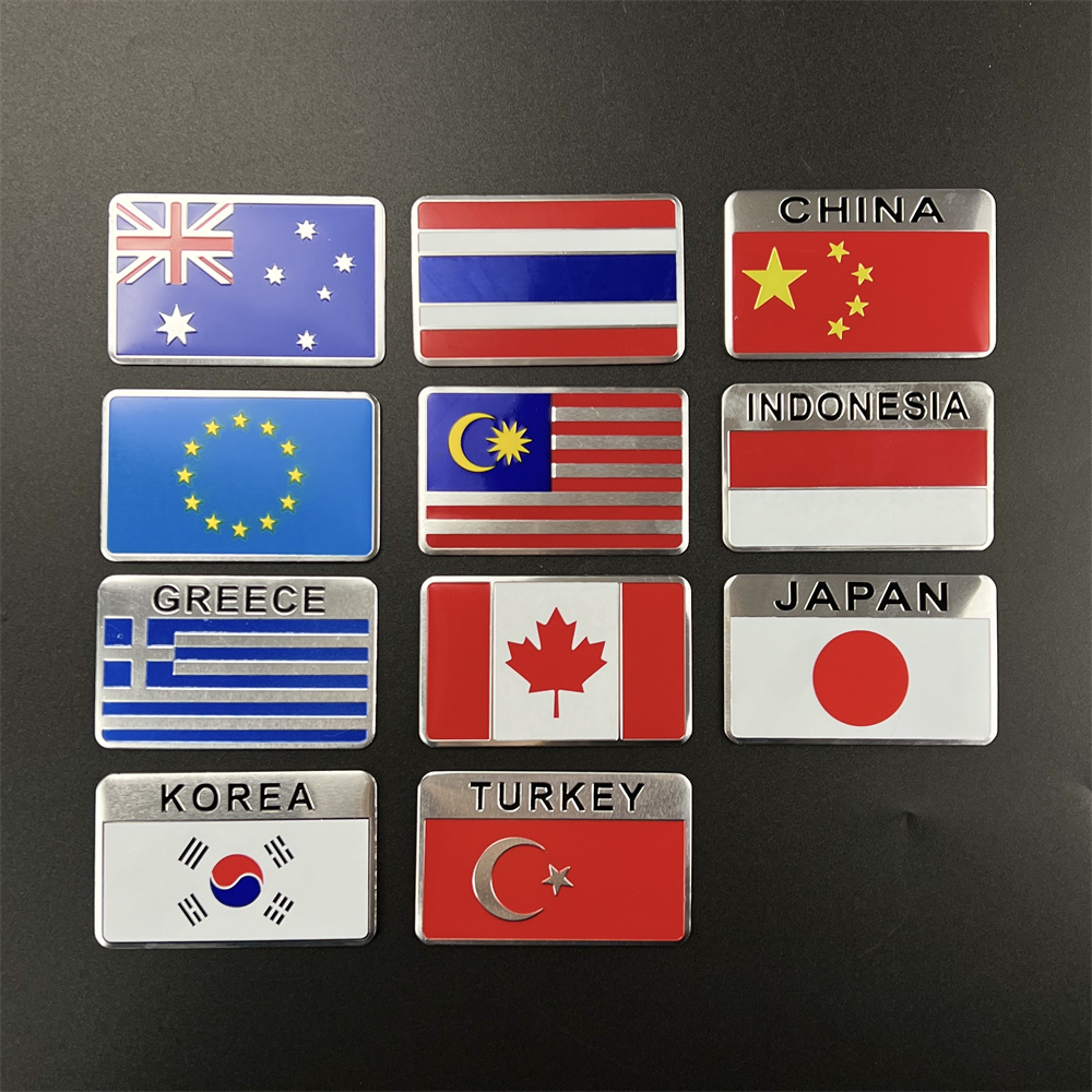 Home Decor Uae - Aluminum Sticker National Flag USA Russia