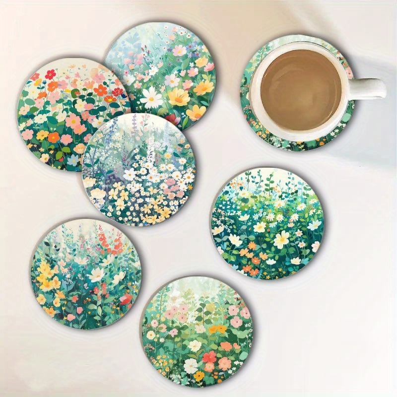 Home Decor Living Room Ideas - 2D Spring Garden Art Wooden Coaster