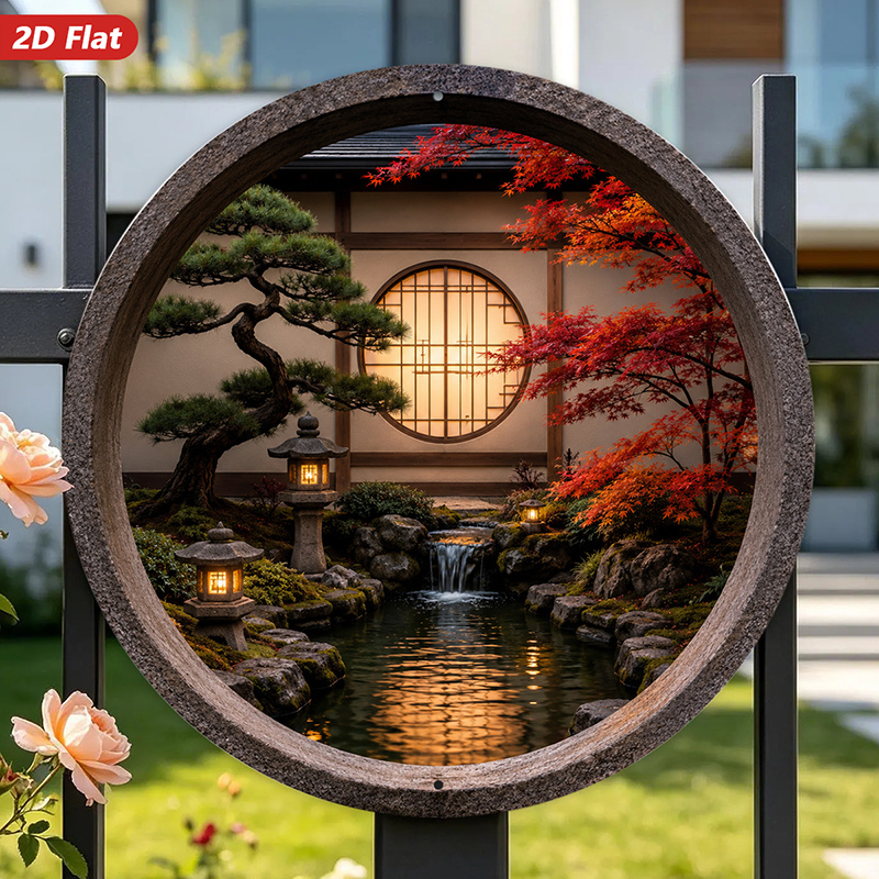 Home Decor Garden Ideas - 2D Flat, 1pc Round Metal Sign