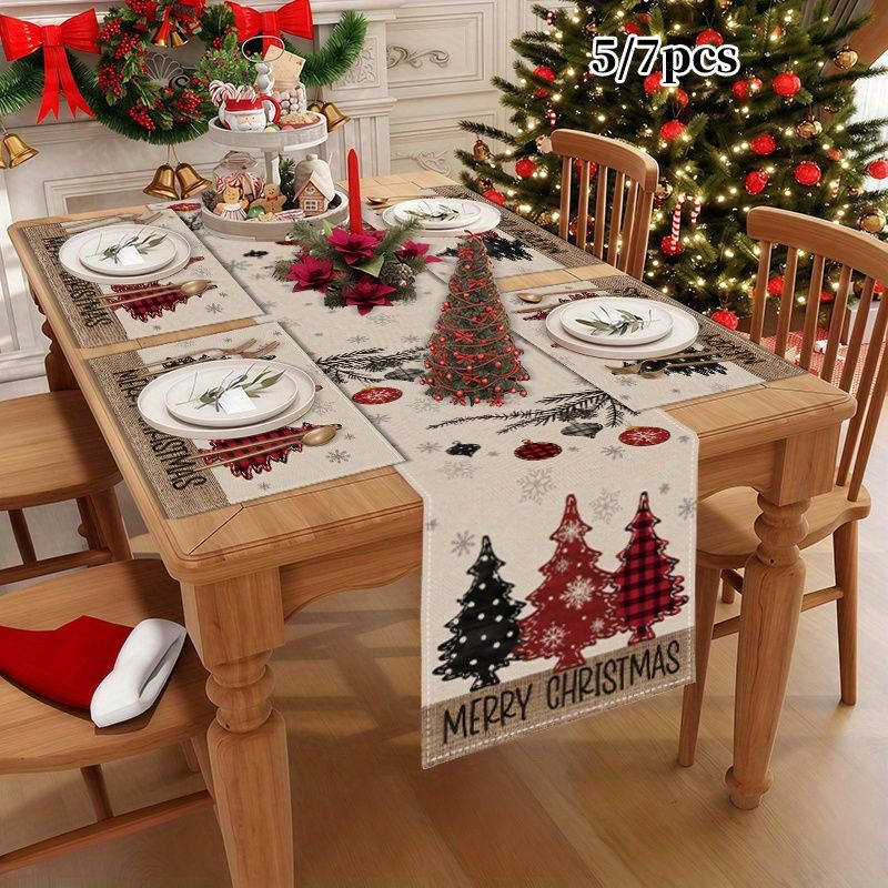 American Country Christmas Tab - Linen Table Runner 评论和价格