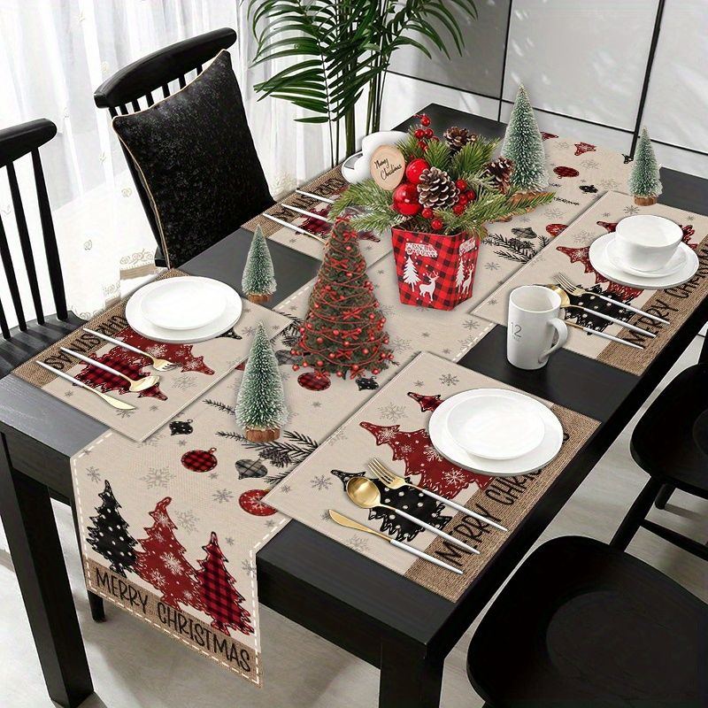 American Country Christmas Tab - Linen Table Runner 评论和价格