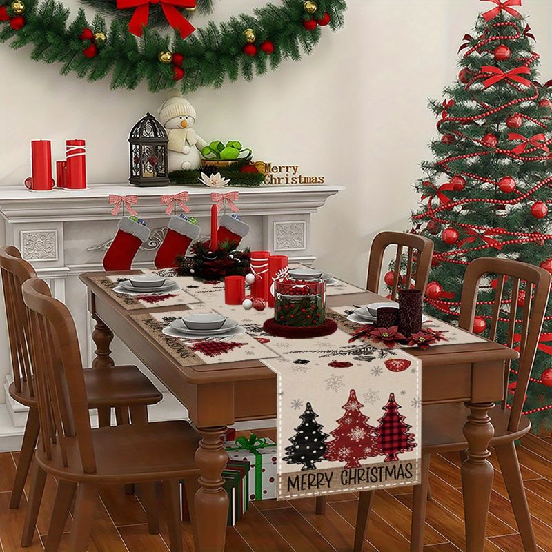 American Country Christmas Tab - Linen Table Runner 评论和价格