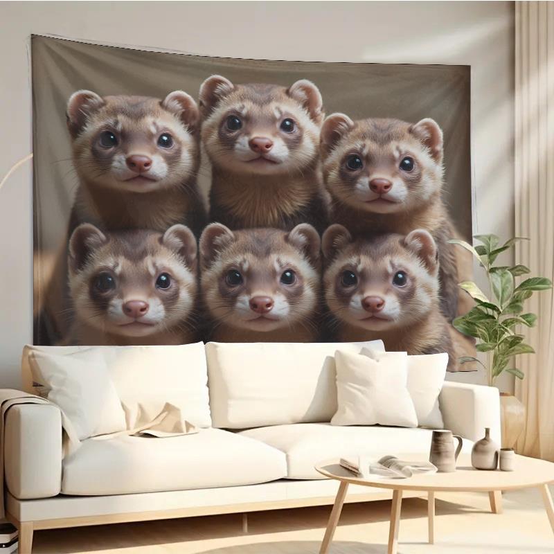 Cute Ferret Group Tapestry Wal - Home Decor Living Room Ideas 评论和价格