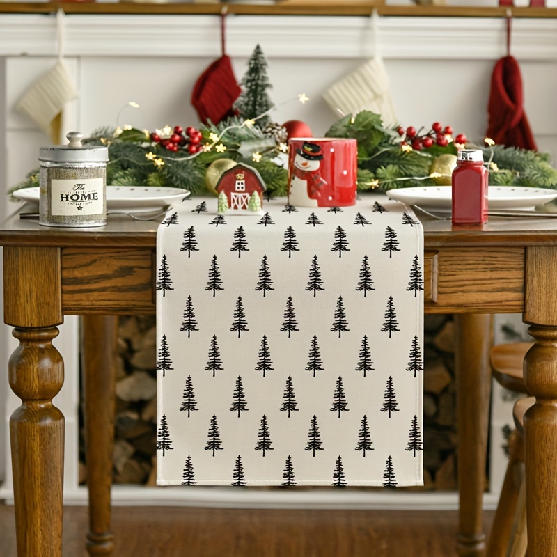 Simple Christmas Tree Table Ru - Linen Table Runner 评论和价格
