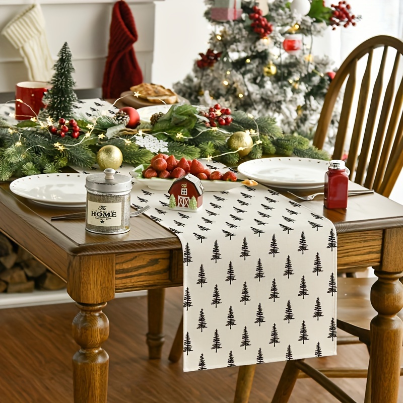 Simple Christmas Tree Table Ru - Linen Table Runner 评论和价格