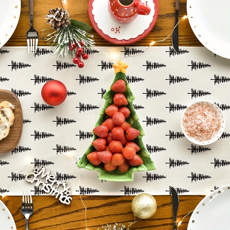 Simple Christmas Tree Table Ru - Linen Table Runner 评论和价格
