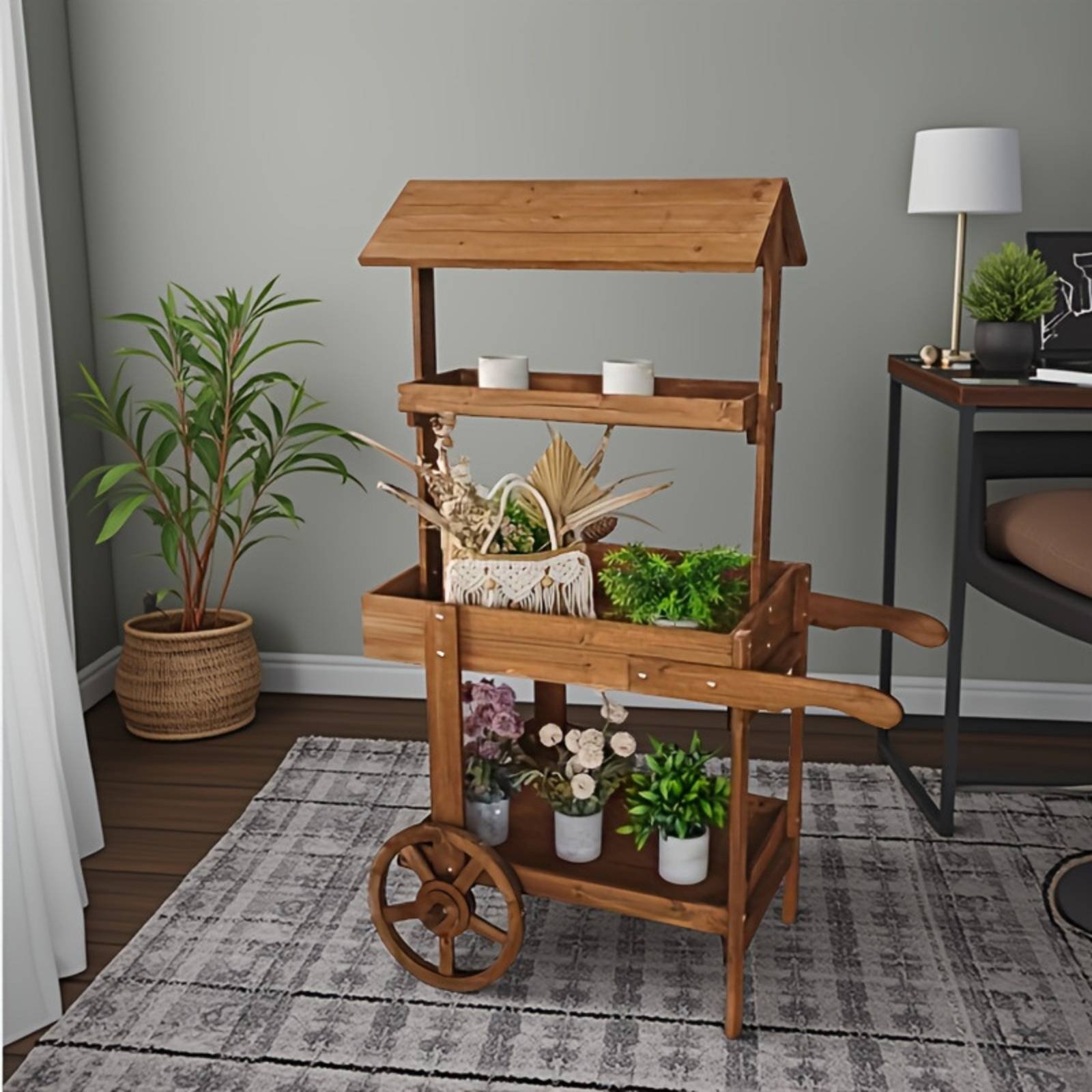 Wooden Flower Trolley Decorati - Home Decor Flowers 评论和价格