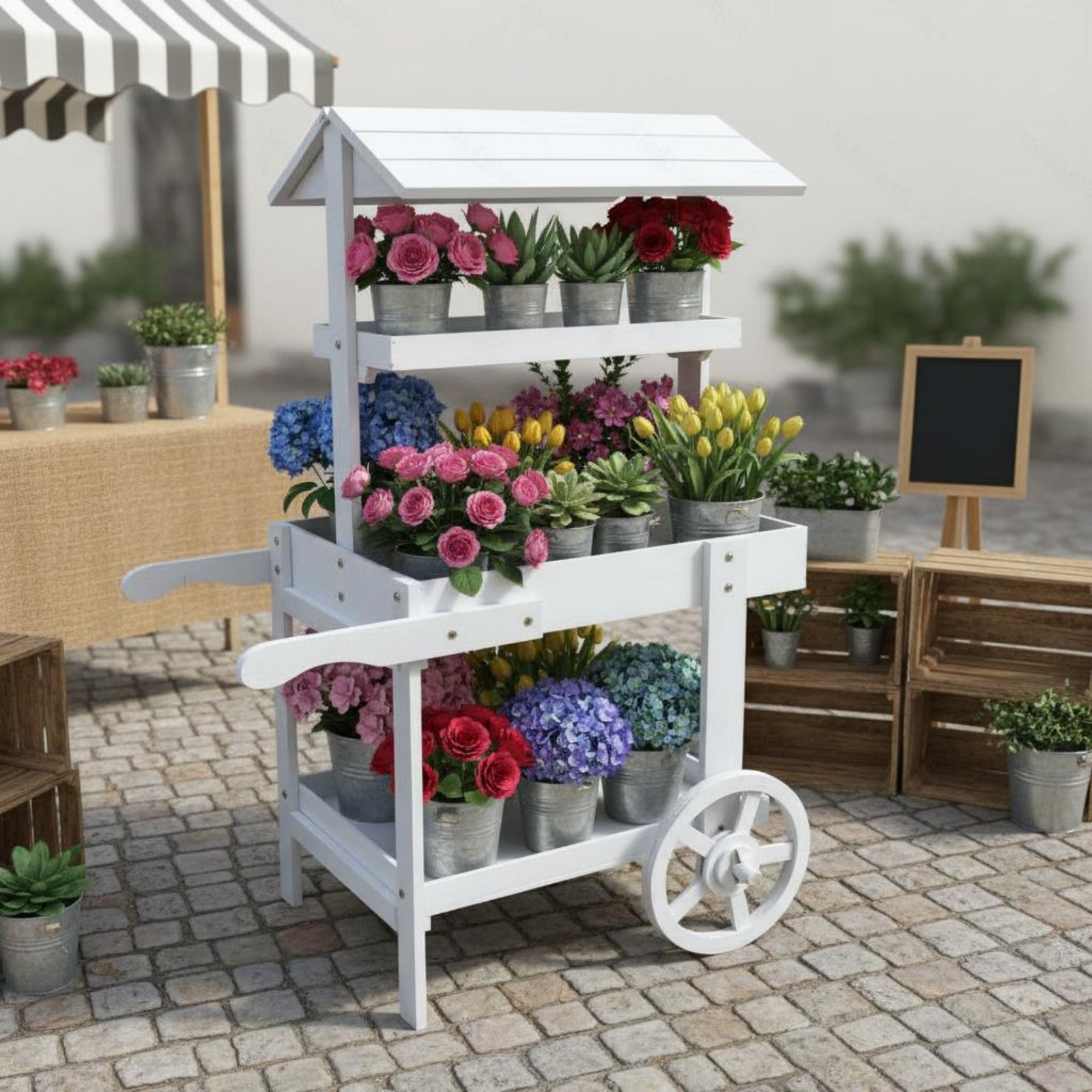 Wooden Flower Trolley Decorati - Home Decor Flowers 评论和价格