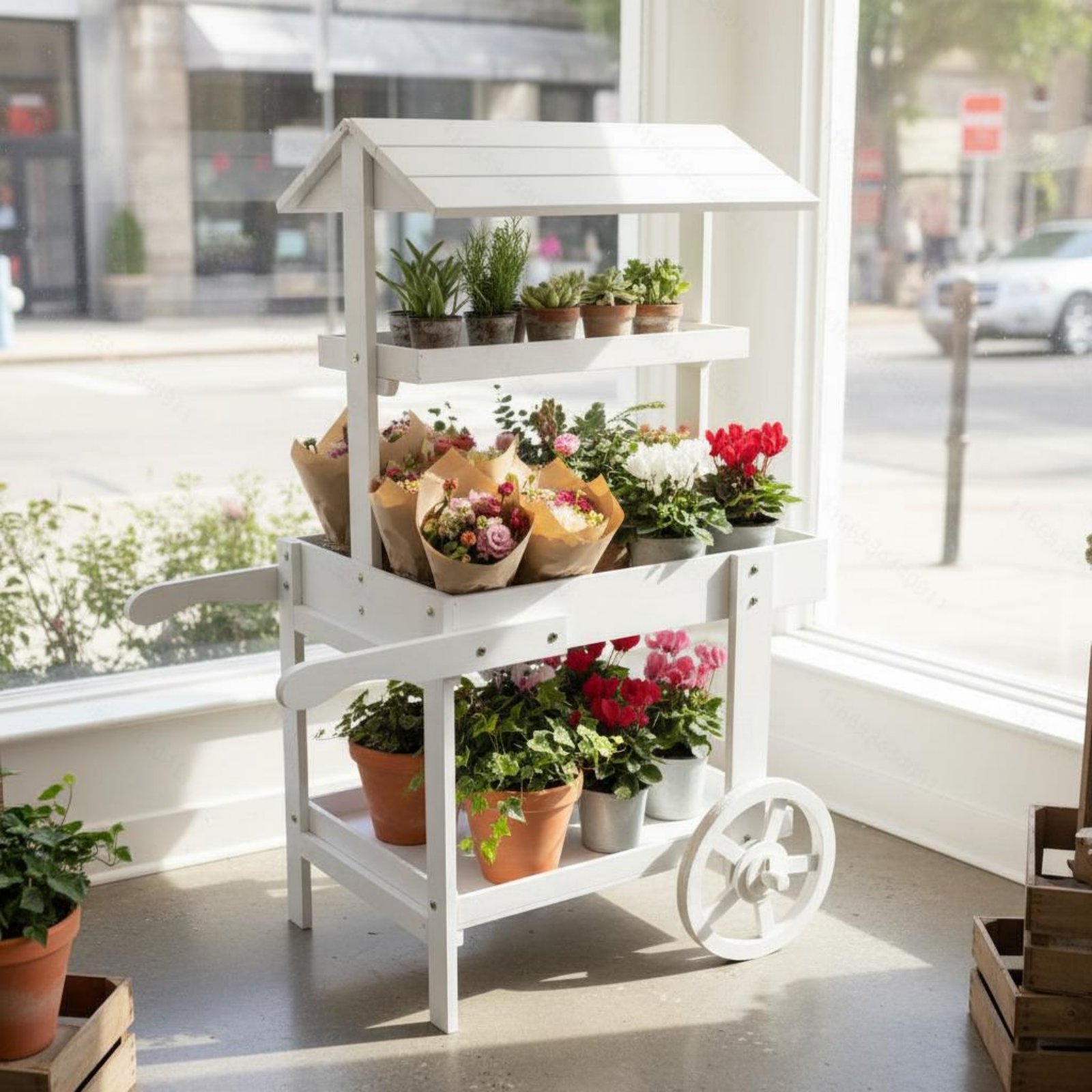 Wooden Flower Trolley Decorati - Home Decor Flowers 评论和价格