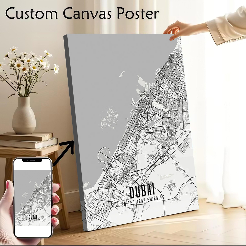 UAE Dubai City Map Poster Canv - Home Decor Uae 评论和价格