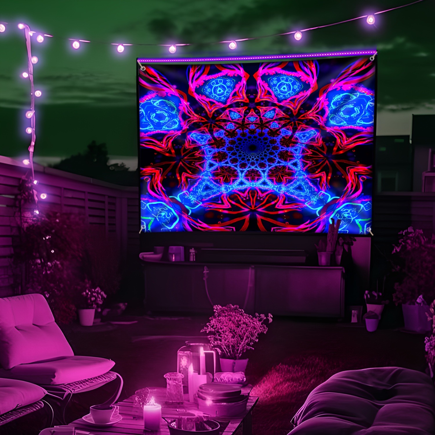 Psychedelic Geometric Pattern  - Aesthetic Tapestry 评论和价格