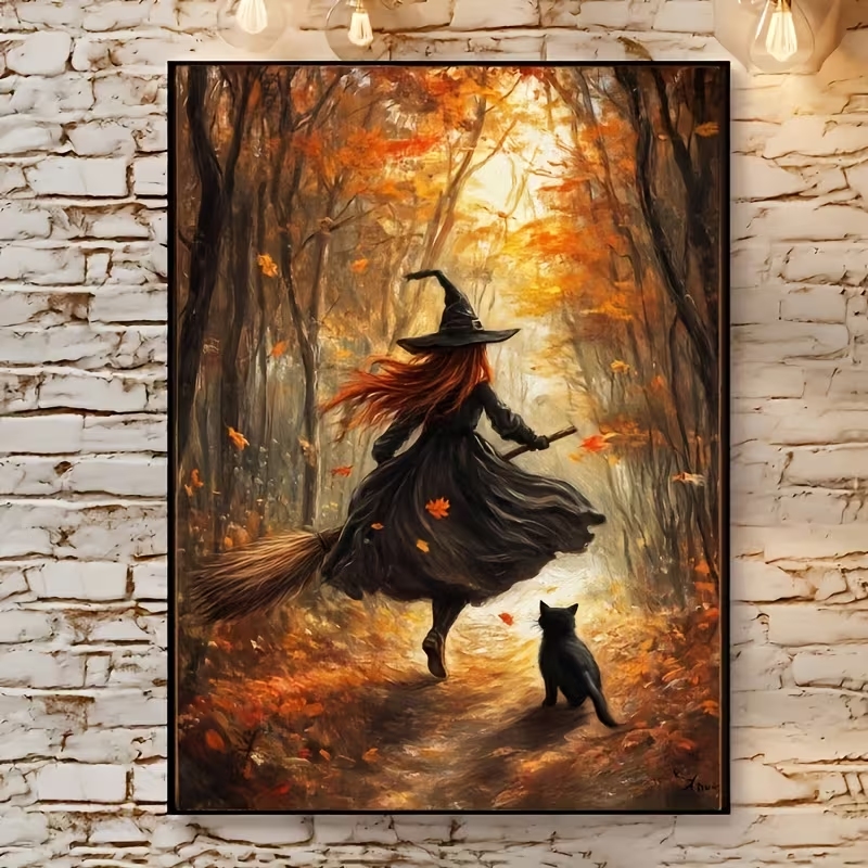 Retro Alloween Autumn Witch On - Home Decor Reviews 评论和价格