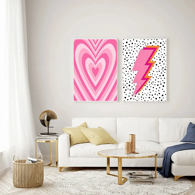 Abstract Pink Lightning Gradie - Home Decor Minimal 评论和价格
