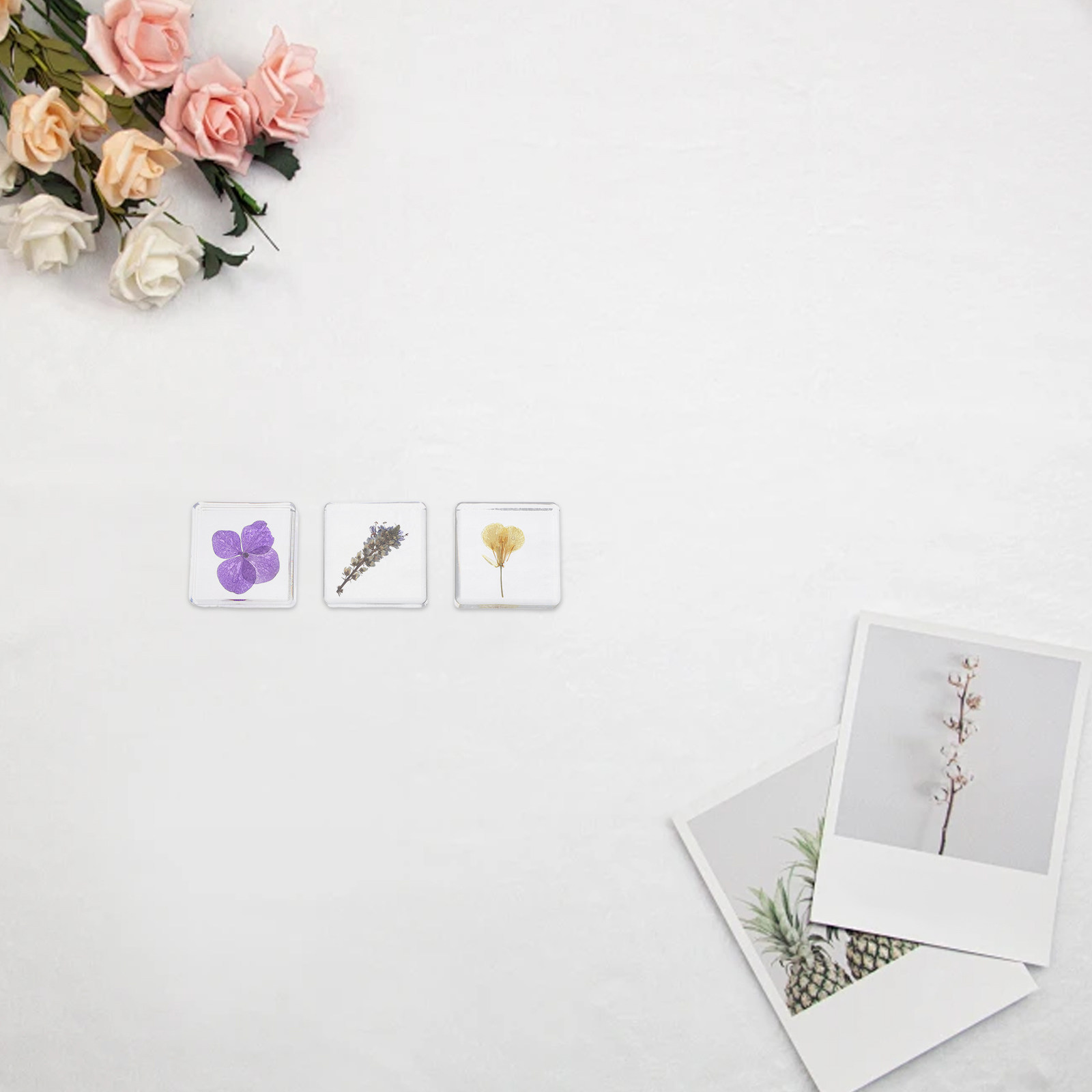 3Pcs Flower Resin Specimen Bot - Home Decor Flowers 评论和价格