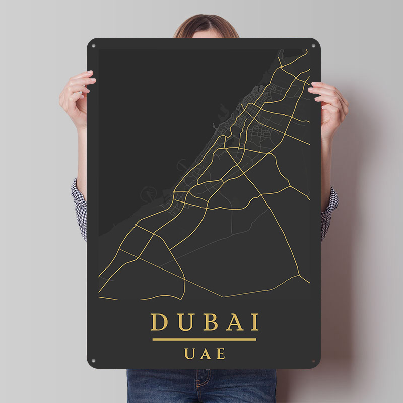 Dubai UAE Map Art Printed Post - Home Decor Uae 评论和价格
