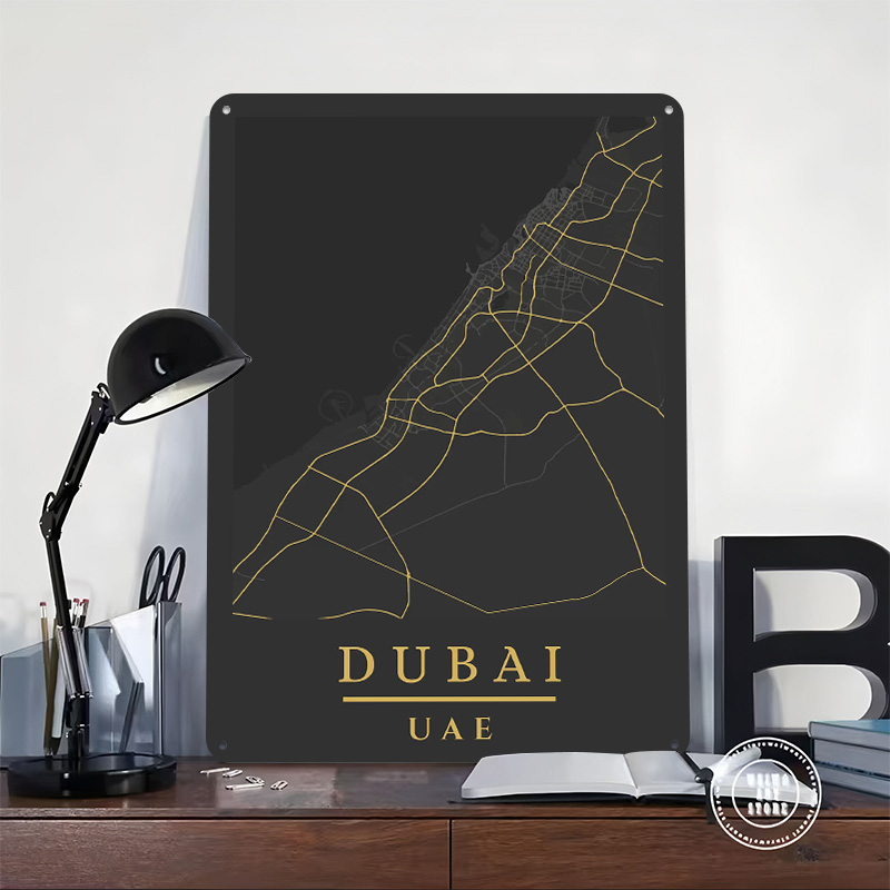 Dubai UAE Map Art Printed Post - Home Decor Uae 评论和价格