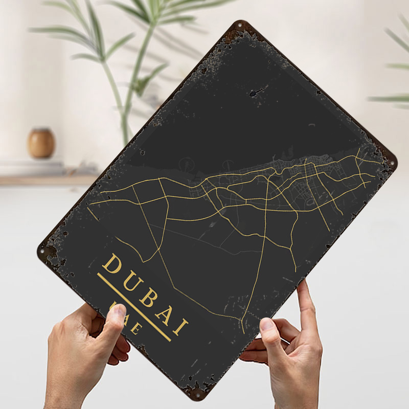 Dubai UAE Map Art Printed Post - Home Decor Uae 评论和价格