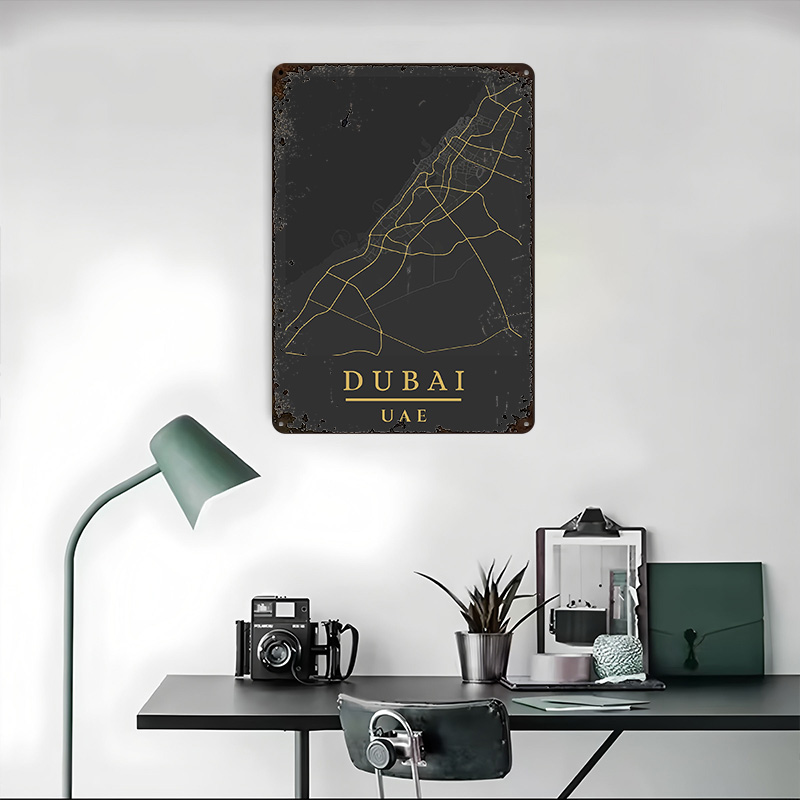 Dubai UAE Map Art Printed Post - Home Decor Uae 评论和价格