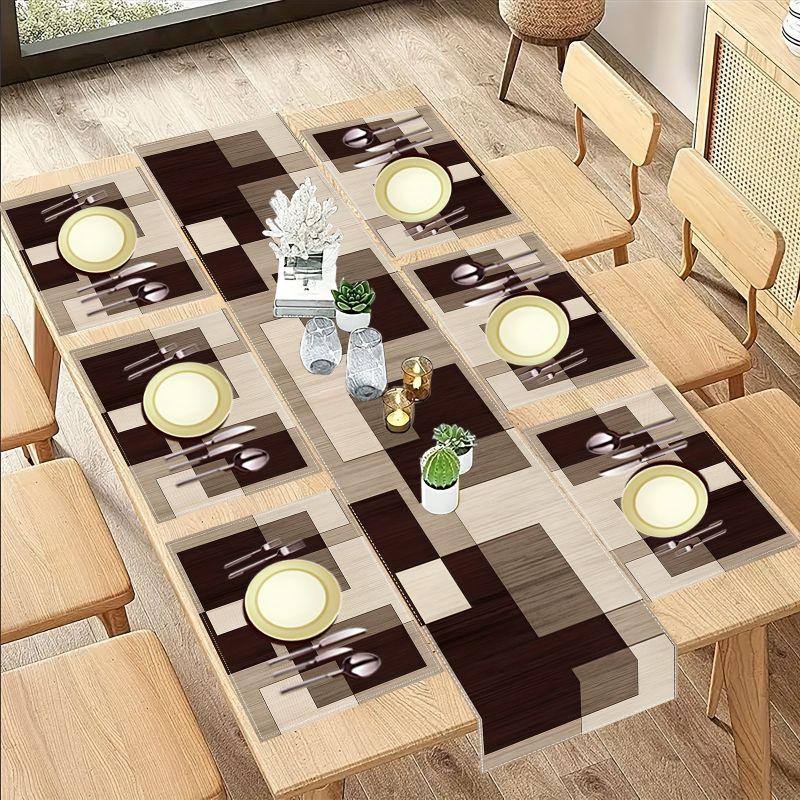 VIKAMA Maillard Geometric Styl - Linen Table Runner 评论和价格
