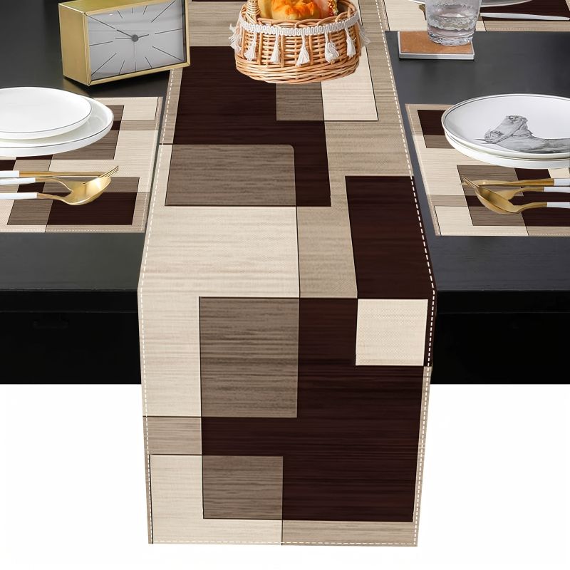 VIKAMA Maillard Geometric Styl - Linen Table Runner 评论和价格