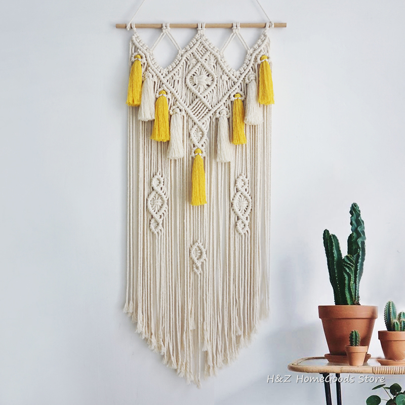Macrame Wall Hanging Woven Tap - Yarn Home Decor 评论和价格