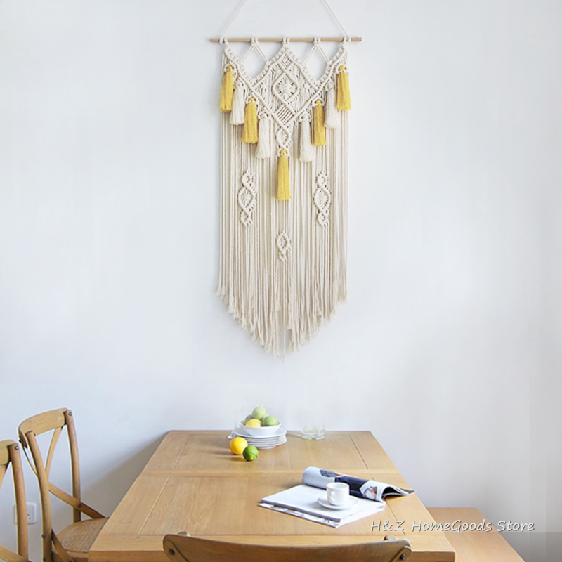 Macrame Wall Hanging Woven Tap - Yarn Home Decor 评论和价格