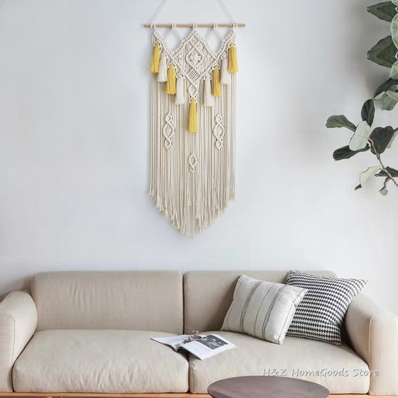 Macrame Wall Hanging Woven Tap - Yarn Home Decor 评论和价格