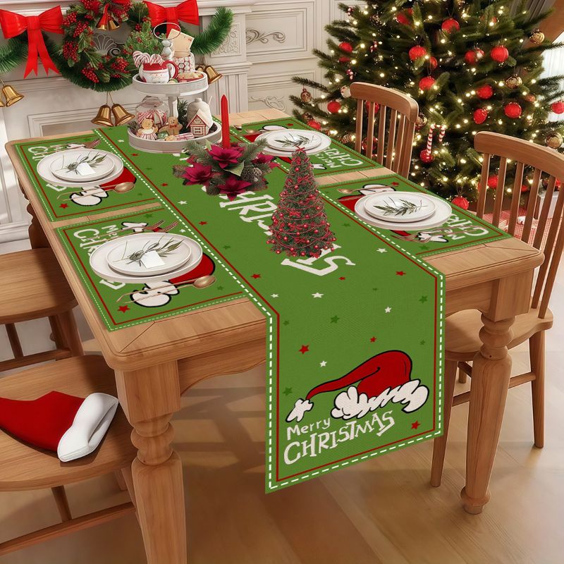 VIKAMA Cute Cartoon Christmas  - Linen Table Runner 评论和价格