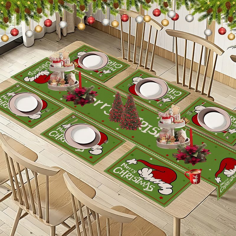 VIKAMA Cute Cartoon Christmas  - Linen Table Runner 评论和价格
