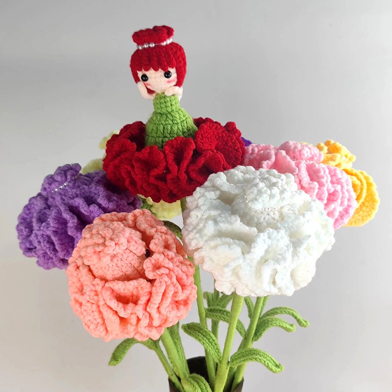 Handmade Crochet Carnation Fai - Yarn Home Decor 评论和价格