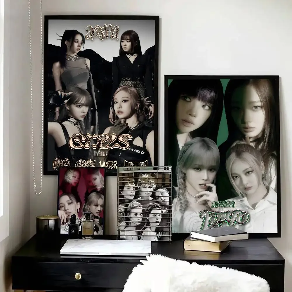 Girl Group Kpop A-Aespa Poster - Home Decor Living Room Ideas 评论和价格