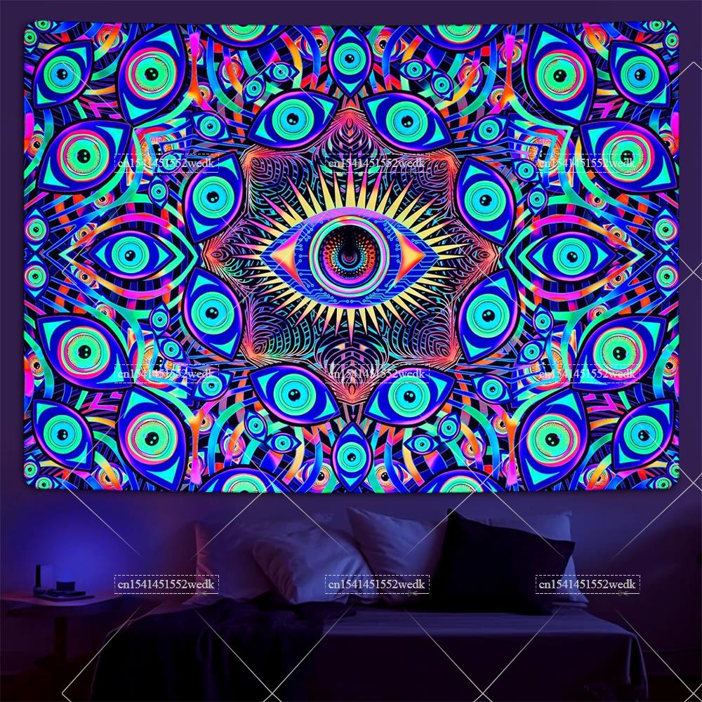 Blacklight Eyes Tapestry Boho  - Aesthetic Tapestry 评论和价格