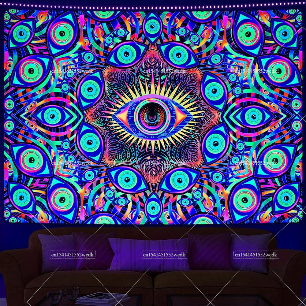 Blacklight Eyes Tapestry Boho  - Aesthetic Tapestry 评论和价格