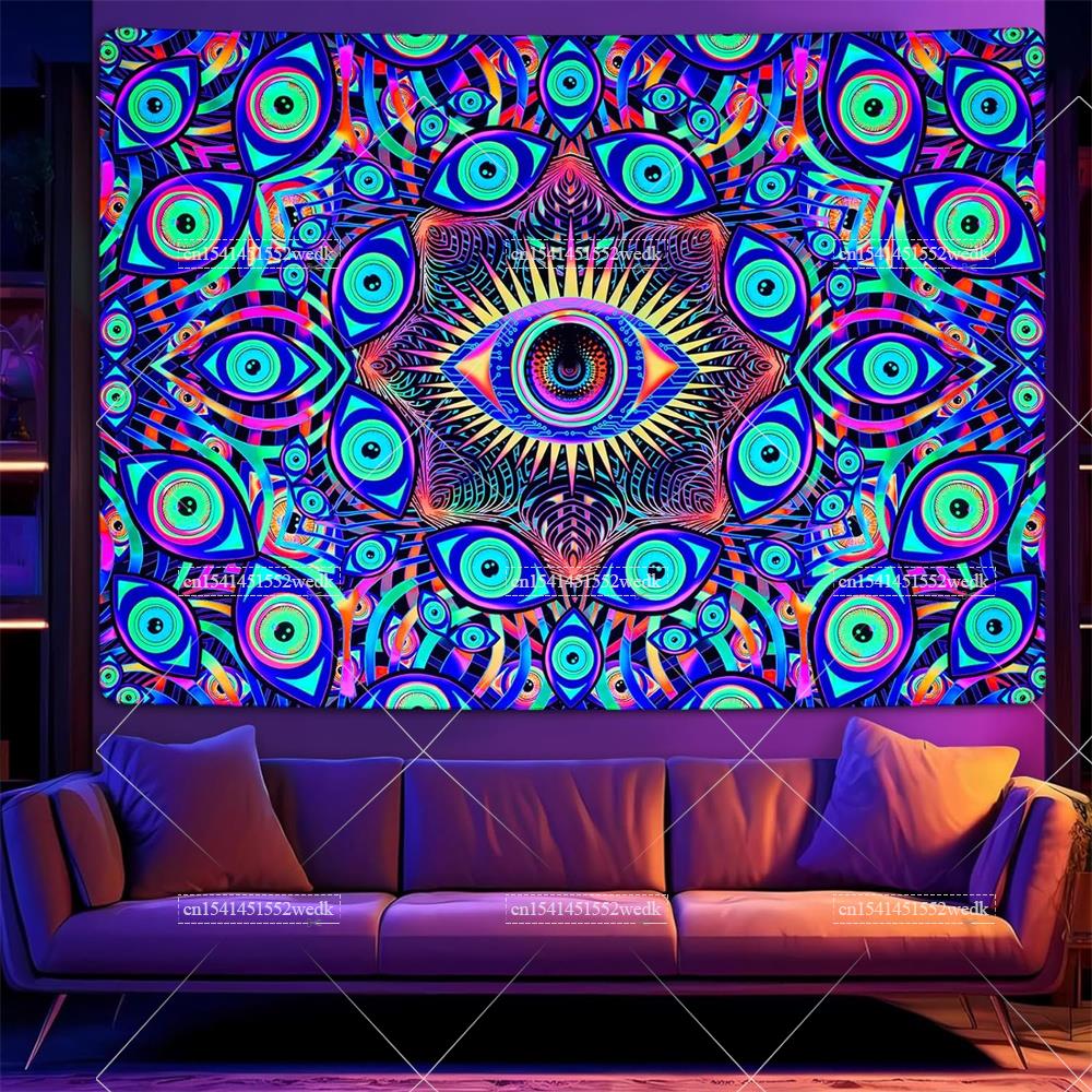 Blacklight Eyes Tapestry Boho  - Aesthetic Tapestry 评论和价格