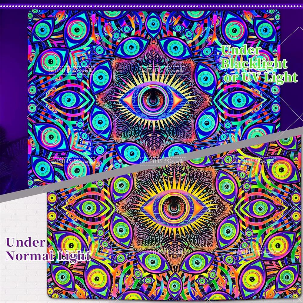 Blacklight Eyes Tapestry Boho  - Aesthetic Tapestry 评论和价格